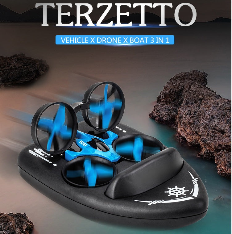 REEVALUATENICATED 3-in-1 RC Drone Car & Boat Flying Quadcopter Toy Kids